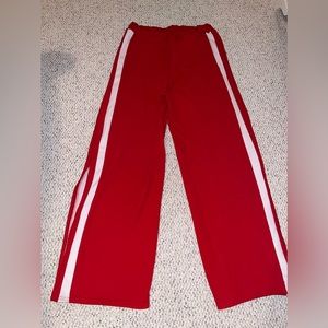 Red Wide Leg Pants with slit High Waisted Size 10